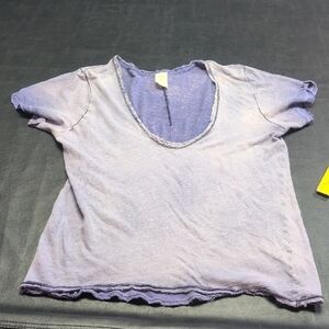  Free People We The Free Distressed Purple Linen Tee. 